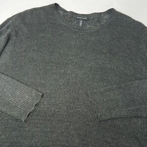 Eileen Fisher Women Organic Linen Ribbed Knit Tunic Sweater Charcoal Gray Medium